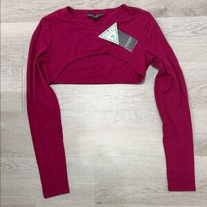 GUESS Magenta Long-Sleeve Cropped Top